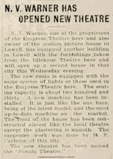 Empress Theatre - MAY 5 1915 BELDING BANNER ARTICLE ON IDLEHOUR